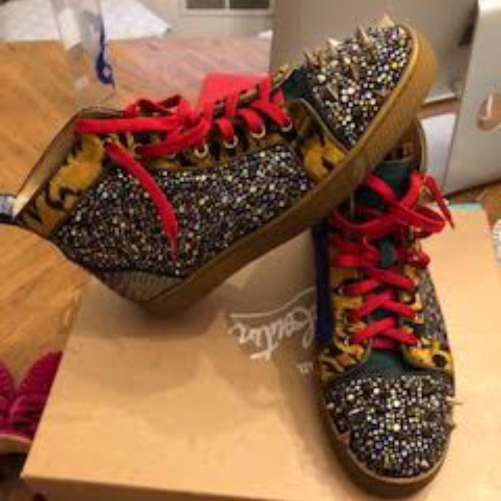Christian Louboutin Unlimited Spikes/Python/Strass/Fur Shoes Mens EU 41.5